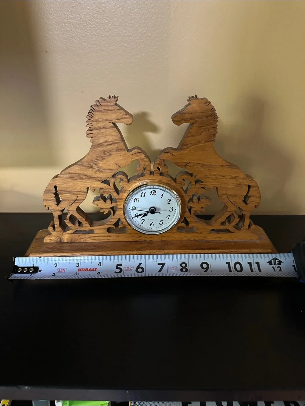Wooden Horse Wall Clock - Natural Oak Finish